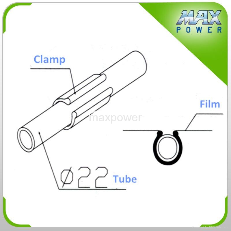 Greenhouse pipe film clip fastening