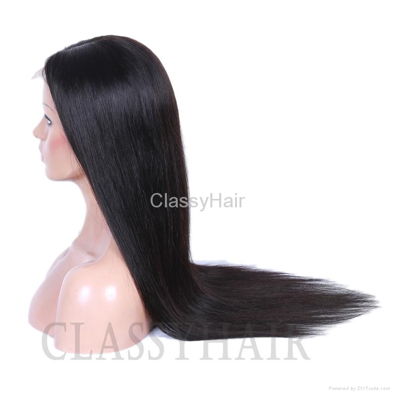 Unprocessed Straight Brazilian Full Lace Human Hair Wigs with Baby Hair