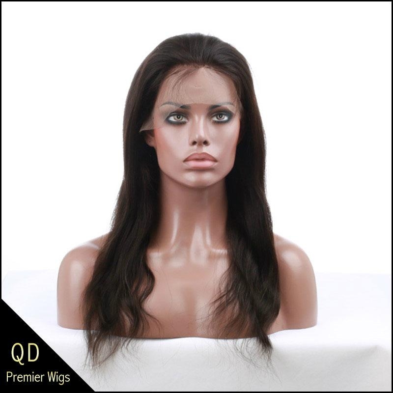 Indian remy hair natural straight full lace wigs