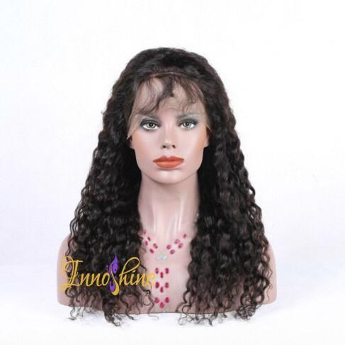 100%Wholesale cheap Good Quality Brazilian  Water Wave Human Hair Full Lace Wig