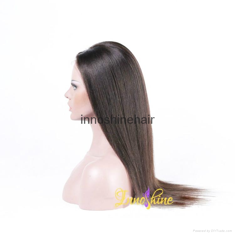 100% Wholesale Virgin  Human Hair silky straight Remy Full Lace Wig