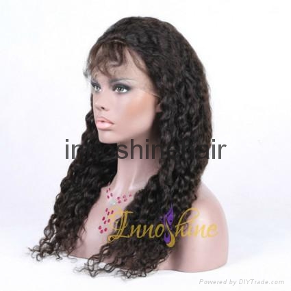 100% Wholesale Virgin  Human Hair water wave Remy Full Lace Wig