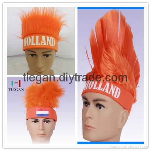 coloured ball game fan wig multicolour Synthetic soccer sports wigs