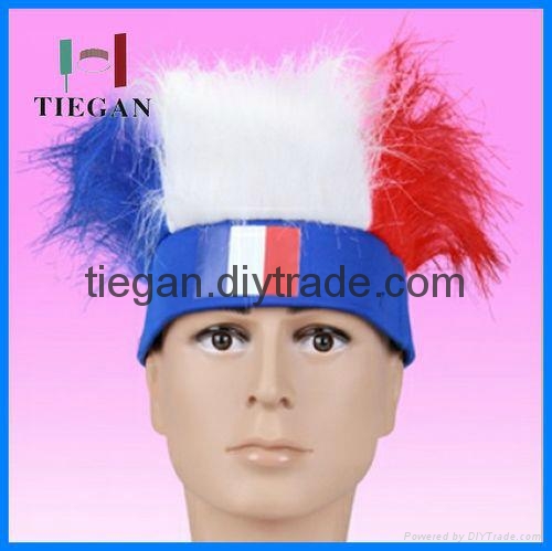 france sports fan wig with headband