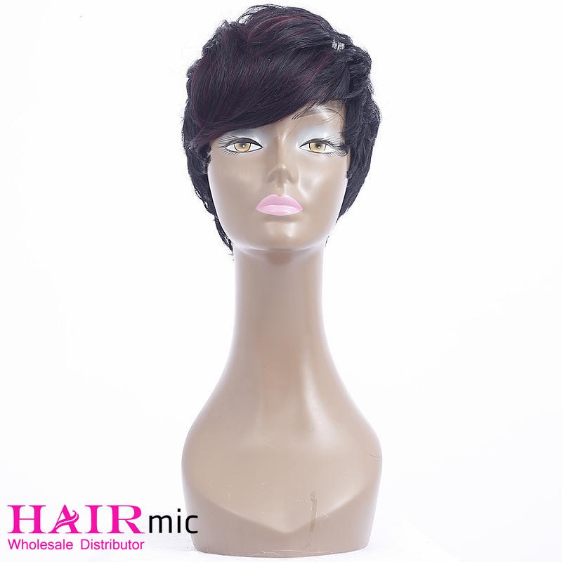 Short Straight Fashion wig with thick bangs human hair Wigs for Woman