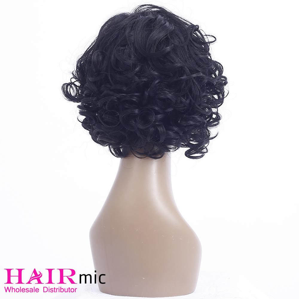 Short Curly human hair Wave Wig with bang Factory Wholesale Wig for Women