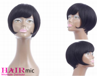 Short Human hair BoB Straight Wigs with Bags Non lace wigs Machine Made wigs