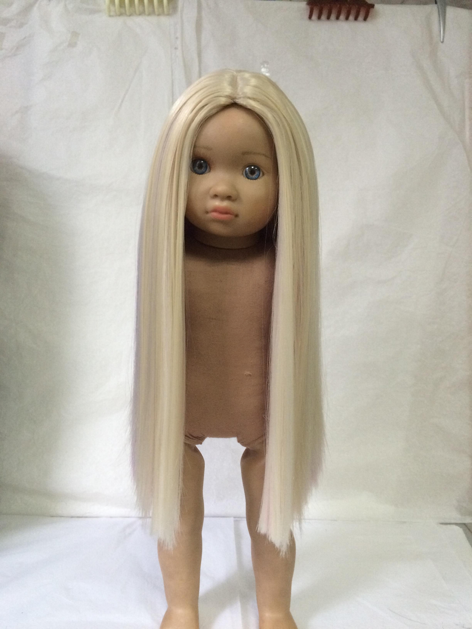 Fashion long straight  America synthetic fiber doll wigs