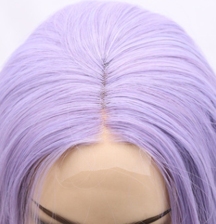 Small front lace wigs purple color