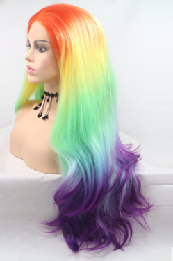 Colorful hot -selling long curling front lace wigs