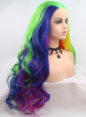 Wholesale hot-selling colorful long curling front lace  wigs for sexy women