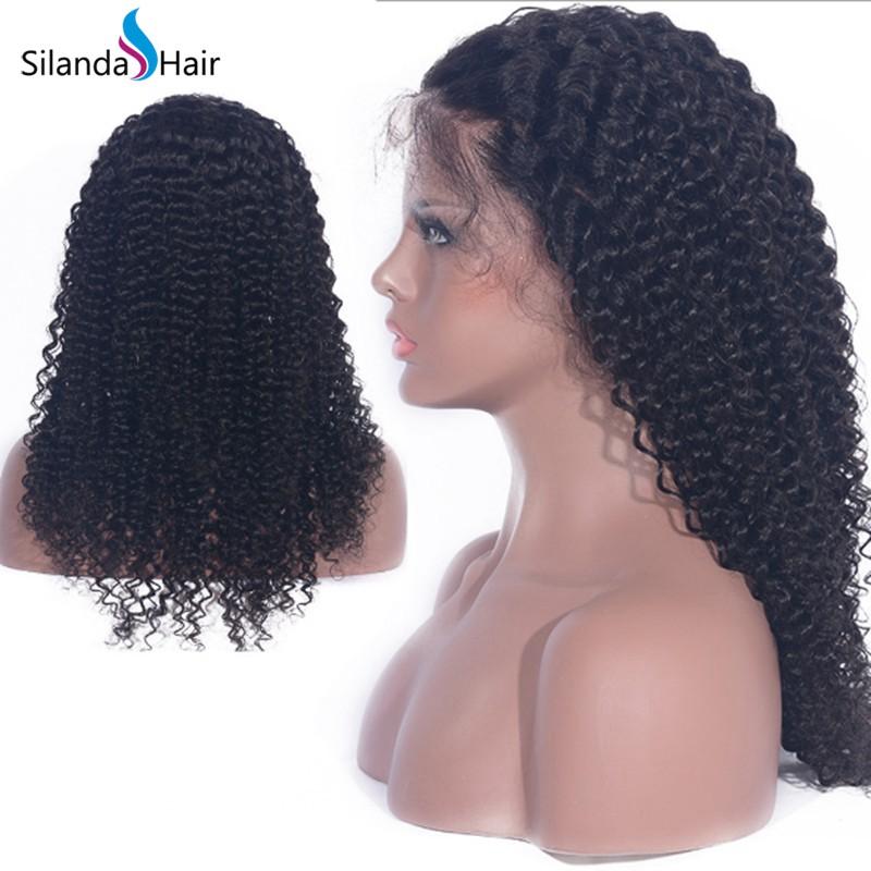 Curly Remy Brazilian Human Hair #1B Handmade Full Lace Wigs