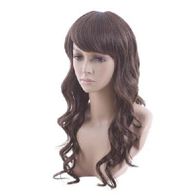 Capless long Curly Medium Brown Synthetic Wig 70cm