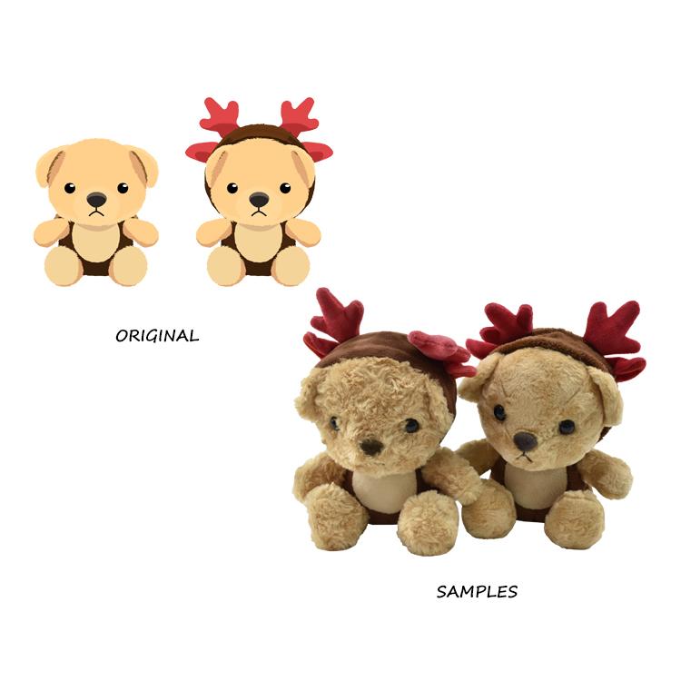Factory OEM kawaii Stuffed Antler Bear Plushie Pillow Kids Plush Christmas Toys