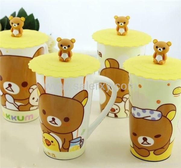 Bear Shape Handle Silicone Cup Lid