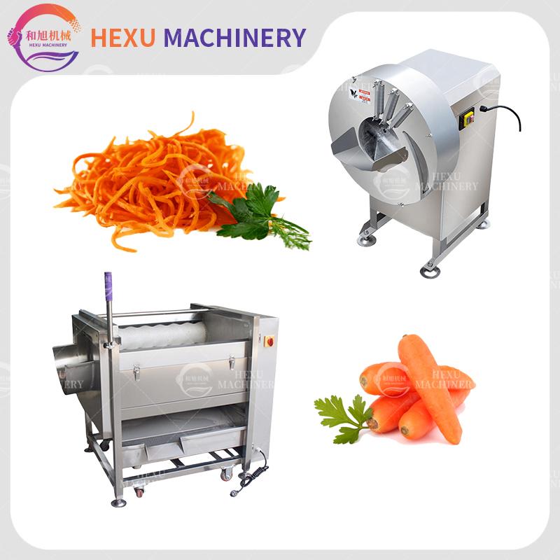 Root Vegetable Peeling and Washing Machine Korean Carrot Cutting Machine
