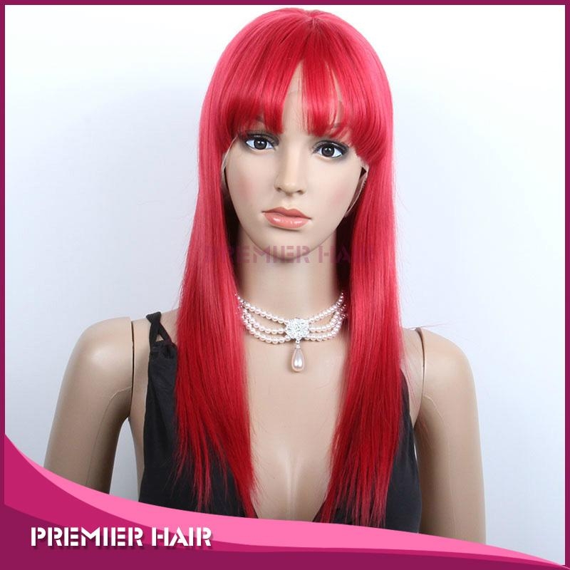 wholesale red brazilian hair full lace wig with bang