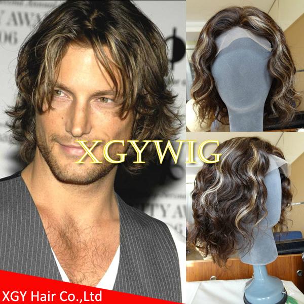 Wholesale 100% Indian virgin remy human hair celebrity full lace wig for men