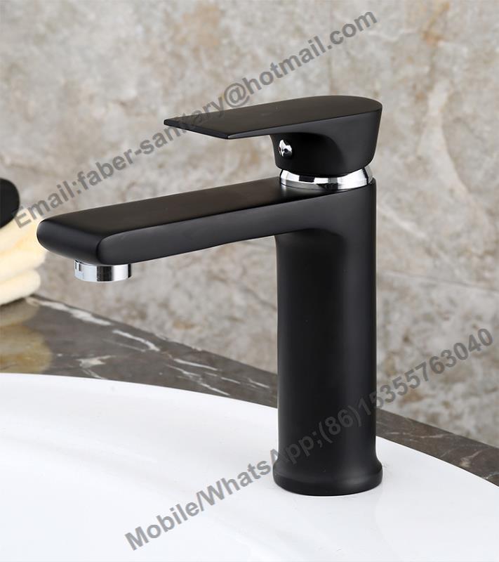 Factory Deck Mounted Single Lever Black Brass Basin Faucet