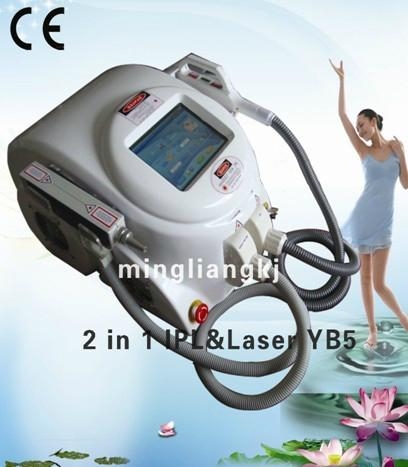 Hot sell 2 IN 1 ipl nd yag laser machine for freckle removal,eyeline removal