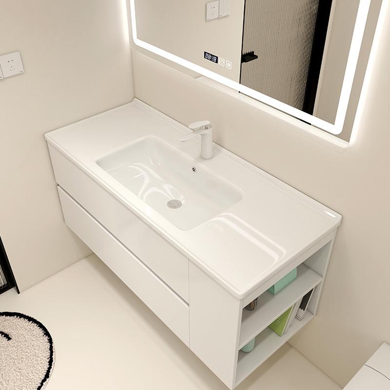 Ceramic integrated basin side storage Bathroom cabinet wash basin cabinet combin
