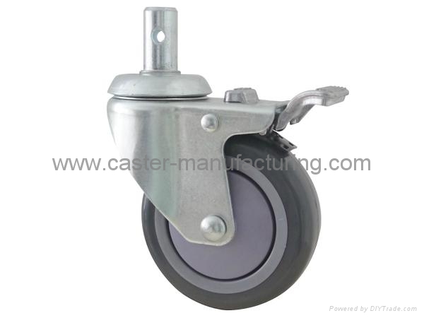 5"medica caster wheels with swivel plate mounting and total lock