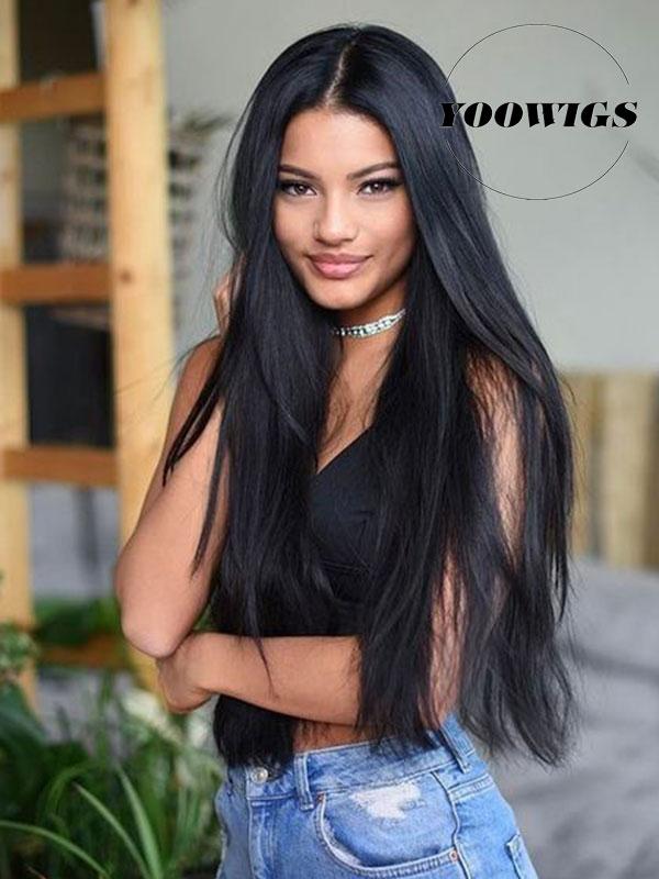 YOOWIGS 360 Lace Front Wig Straight Brazilian Human Hair Wig Lace Frontal Pre Pl