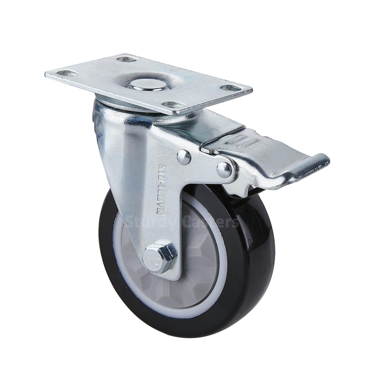 4 Inch Dolly Casters Top Plate with Dual Locking Brake