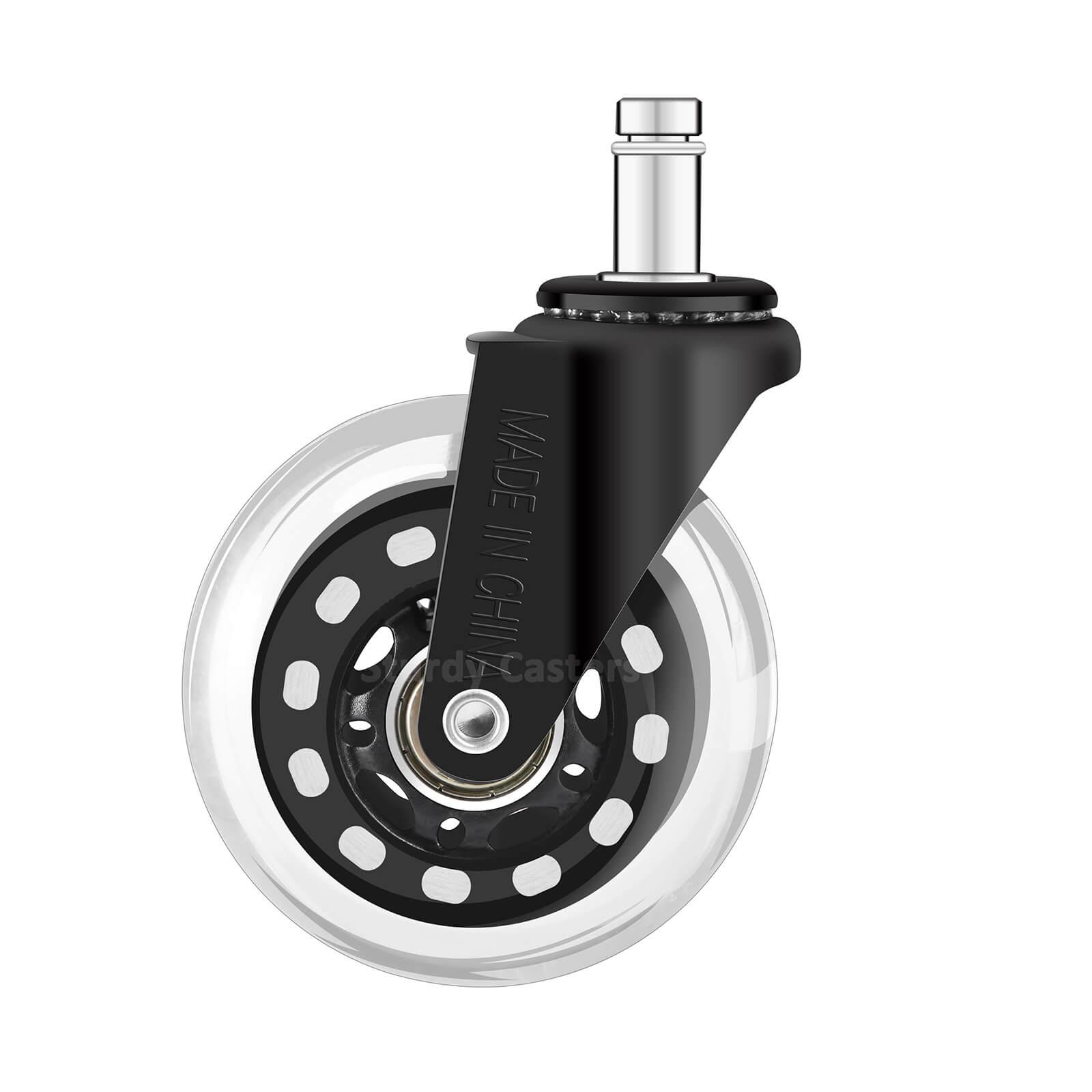 3 Inch Black Rollerblade Caster Wheels for Office Chair Replacement Wheels