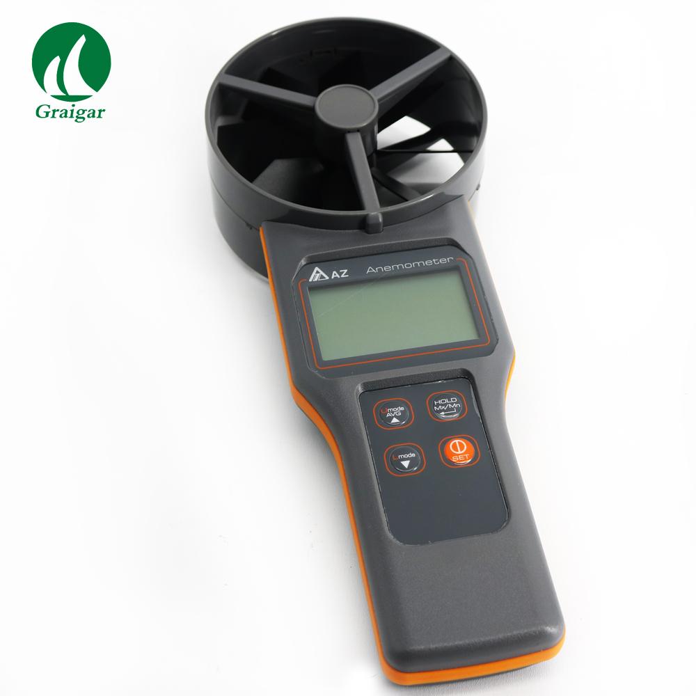 Anemometer AZ8917 Measures air velocity volume temperature humidity Meter