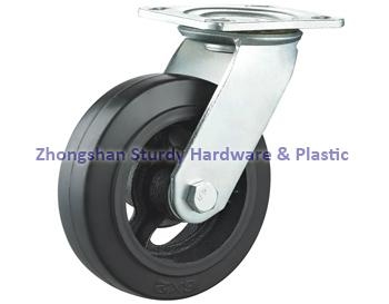 Rubber on Cast Iron Core Casters Waste Bin Casters Mold On Rubber Casters